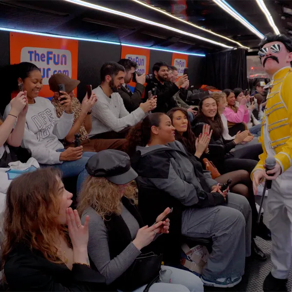 A full bus watching the show